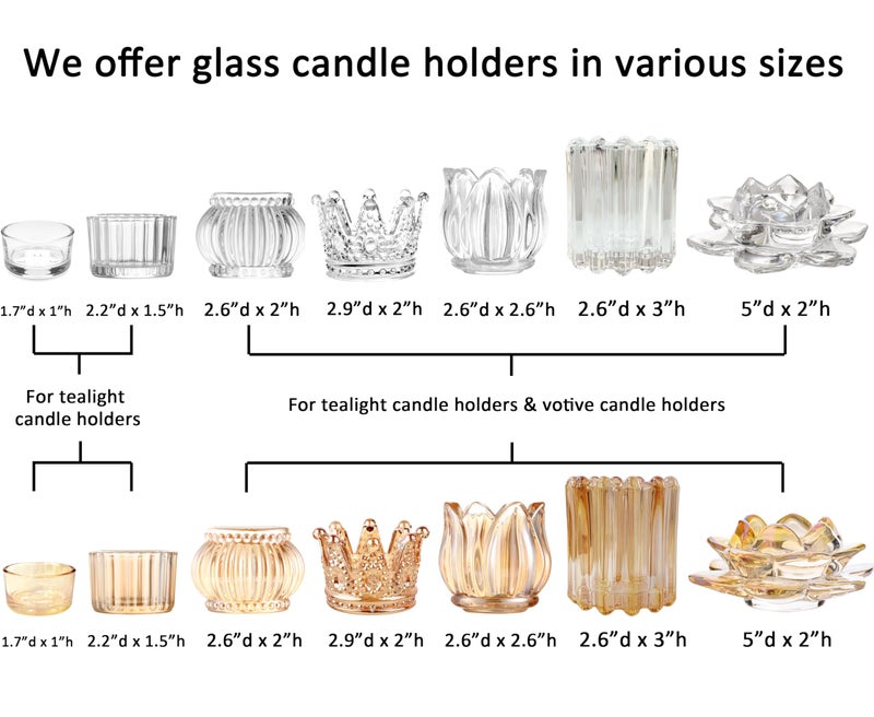 GOLDEAL 12 Pcs Crown Tealight Candle Holders,Votive Candle Holdersï¼ŒClear Glass,IdealHolder for Wedding Centerpieces,Party,Dinner, Christmas Decorations - Image 5